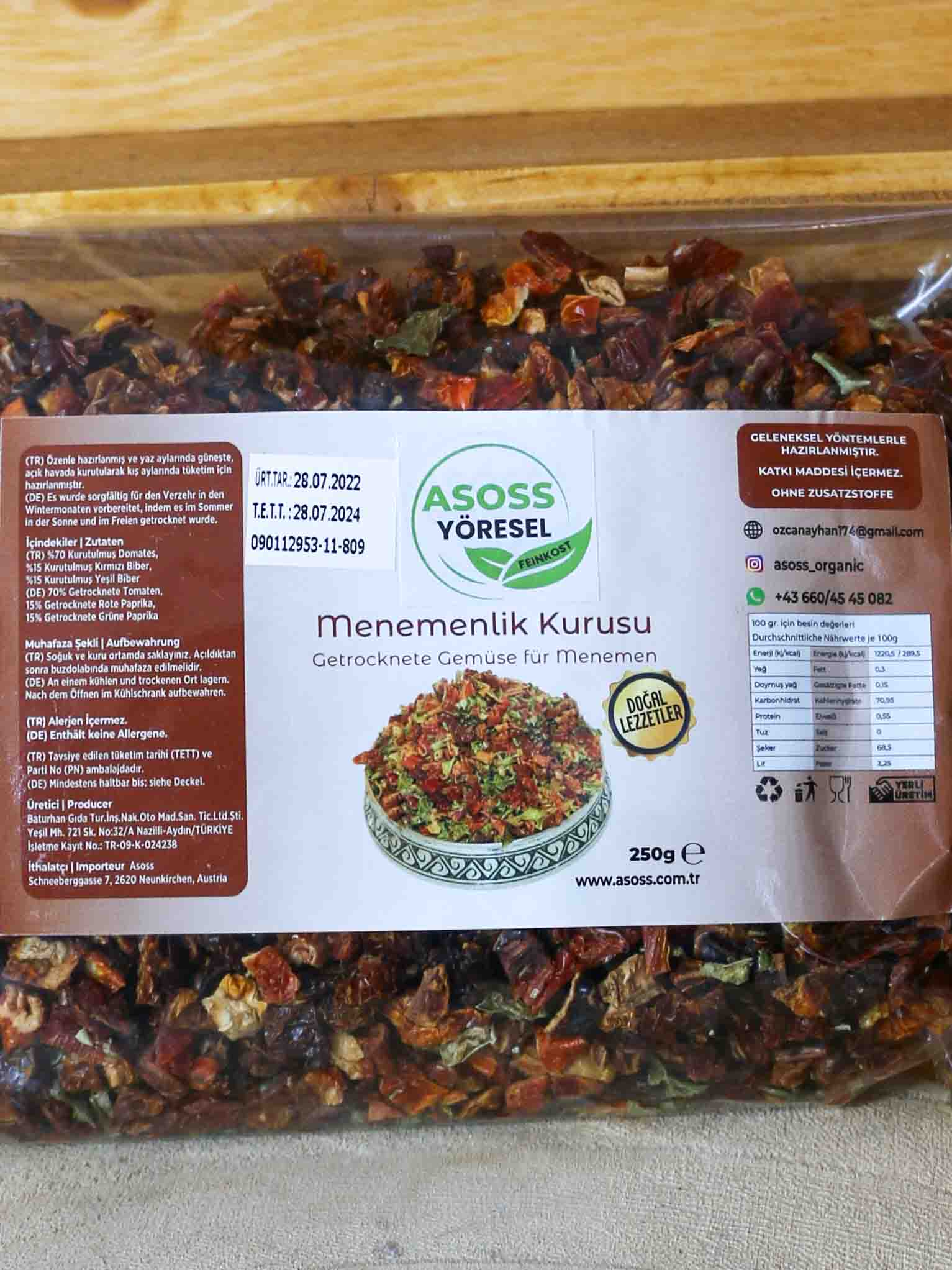 Getrocknete Gemuse für Menemen - 250gr – Asoss Yöresel